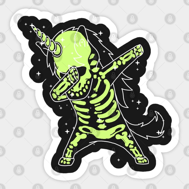 Dabbing Unicorn Skeleton Shirt Dab Hip Hop X-Ray Glow Effect Sticker by vo_maria